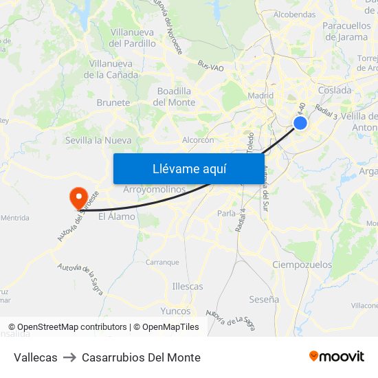 Vallecas to Casarrubios Del Monte map