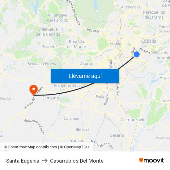 Santa Eugenia to Casarrubios Del Monte map