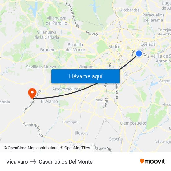 Vicálvaro to Casarrubios Del Monte map