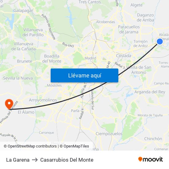 La Garena to Casarrubios Del Monte map