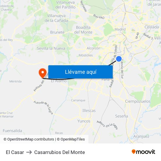 El Casar to Casarrubios Del Monte map