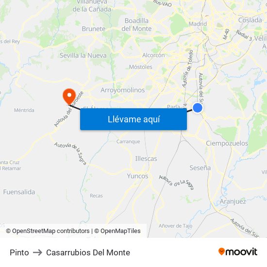 Pinto to Casarrubios Del Monte map