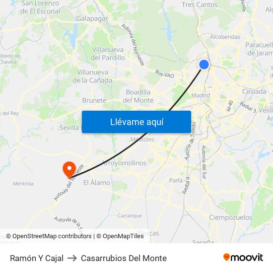 Ramón Y Cajal to Casarrubios Del Monte map