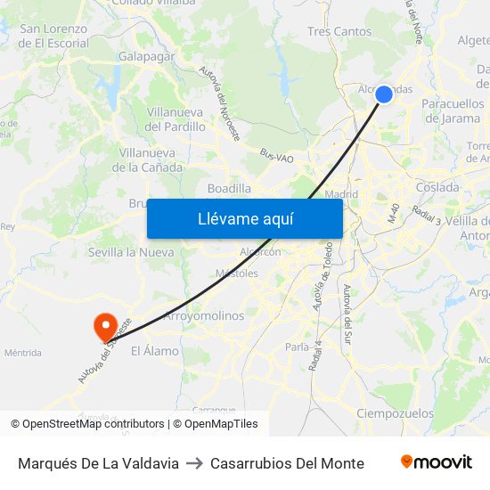 Marqués De La Valdavia to Casarrubios Del Monte map