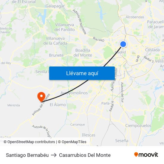 Santiago Bernabéu to Casarrubios Del Monte map