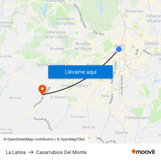 La Latina to Casarrubios Del Monte map