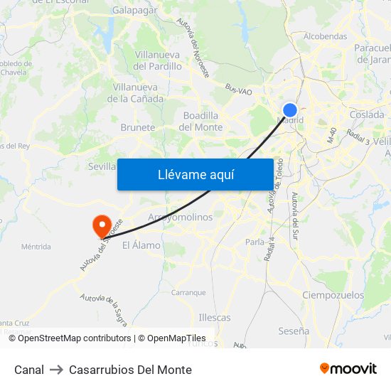 Canal to Casarrubios Del Monte map