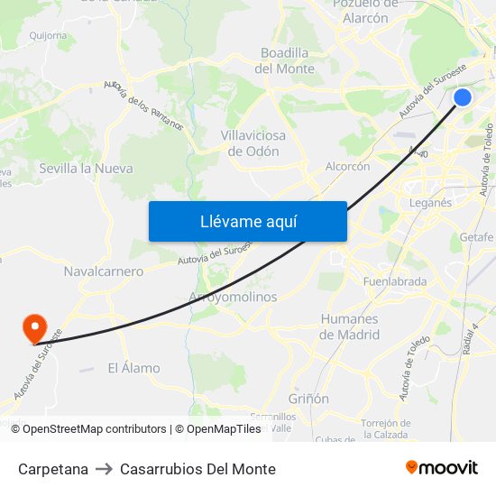 Carpetana to Casarrubios Del Monte map