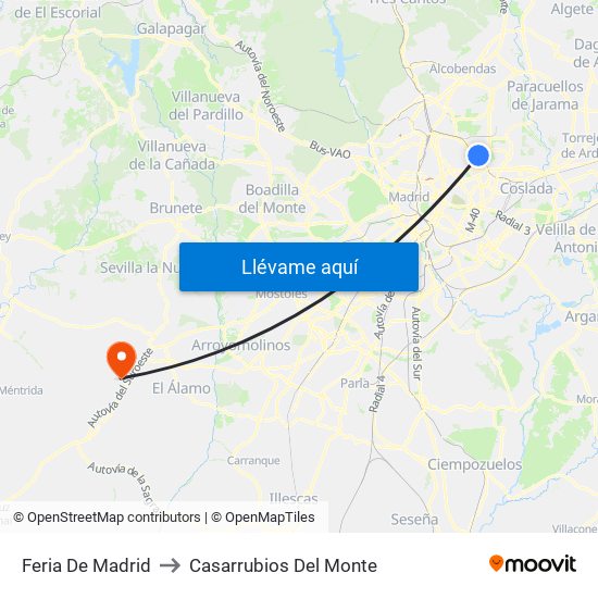 Feria De Madrid to Casarrubios Del Monte map