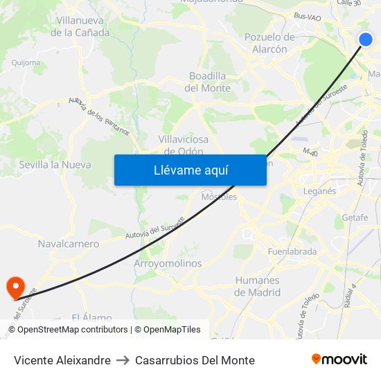 Vicente Aleixandre to Casarrubios Del Monte map