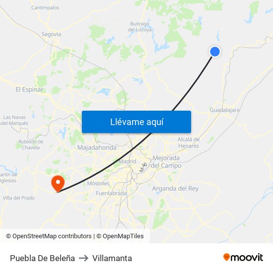 Puebla De Beleña to Villamanta map