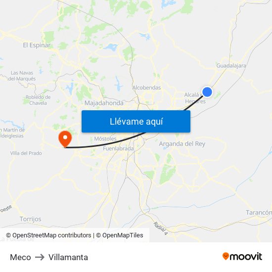 Meco to Villamanta map