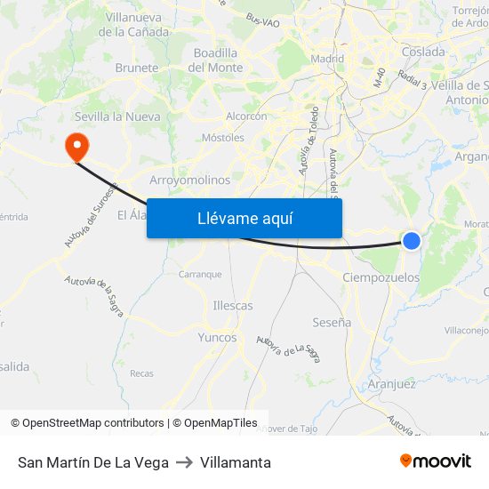 San Martín De La Vega to Villamanta map