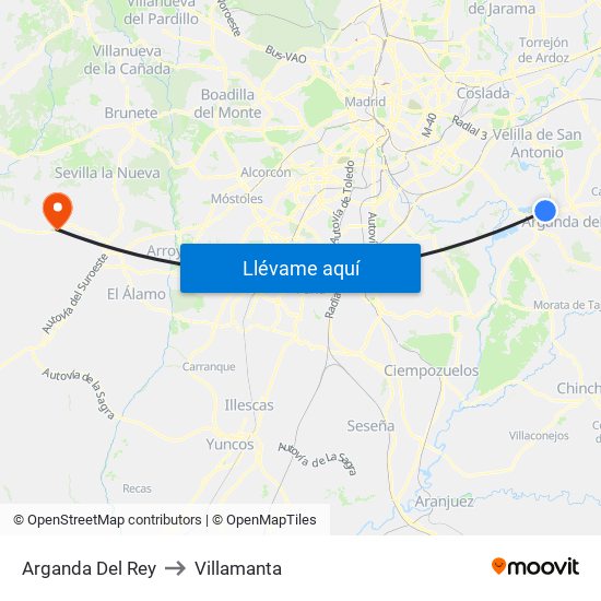 Arganda Del Rey to Villamanta map