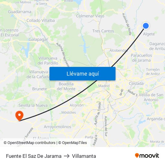 Fuente El Saz De Jarama to Villamanta map