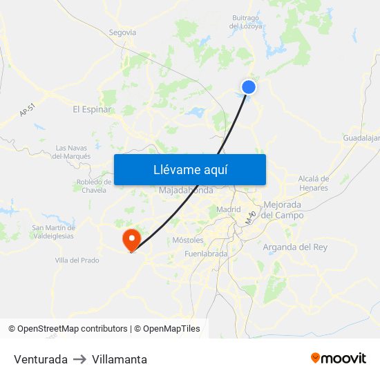 Venturada to Villamanta map