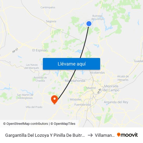 Gargantilla Del Lozoya Y Pinilla De Buitrago to Villamanta map