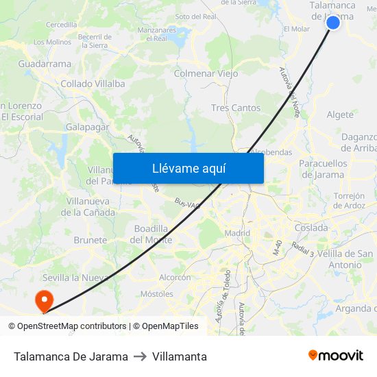 Talamanca De Jarama to Villamanta map