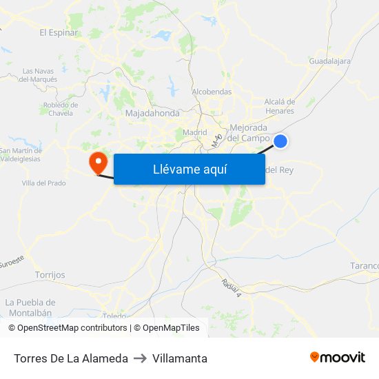 Torres De La Alameda to Villamanta map