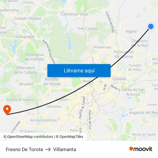 Fresno De Torote to Villamanta map