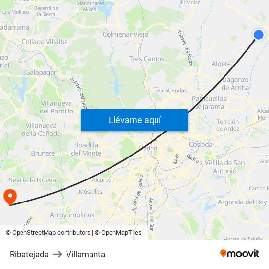 Ribatejada to Villamanta map