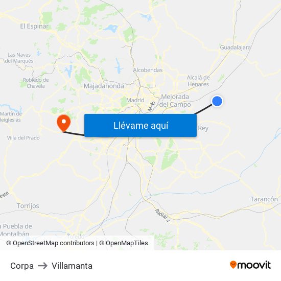 Corpa to Villamanta map