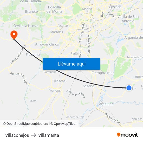Villaconejos to Villamanta map
