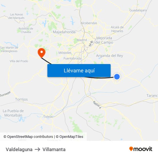 Valdelaguna to Villamanta map