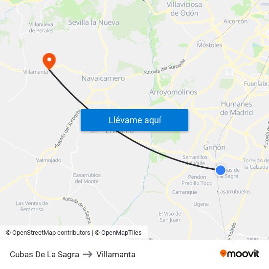 Cubas De La Sagra to Villamanta map