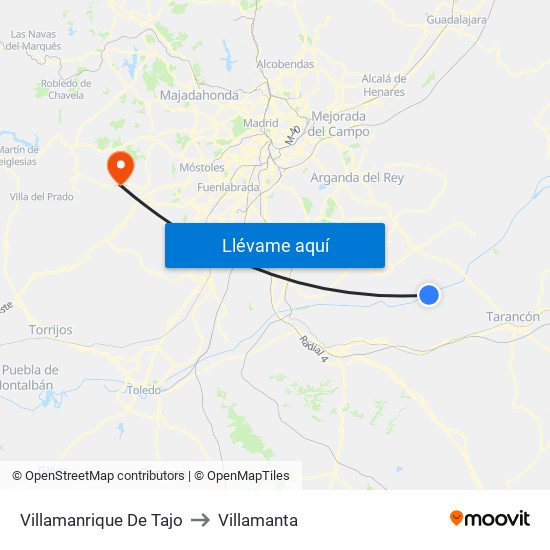 Villamanrique De Tajo to Villamanta map
