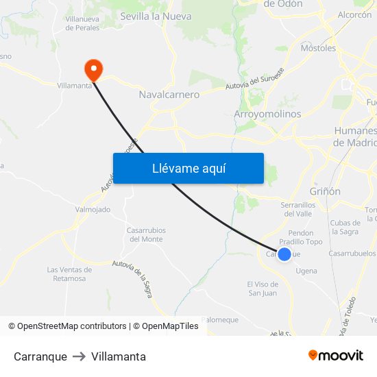 Carranque to Villamanta map