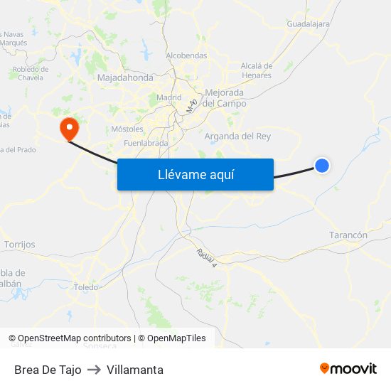 Brea De Tajo to Villamanta map