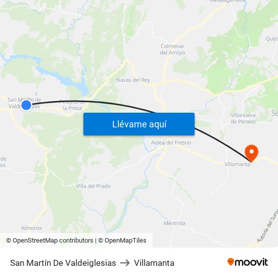 San Martín De Valdeiglesias to Villamanta map