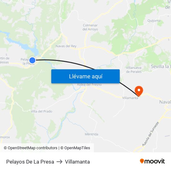 Pelayos De La Presa to Villamanta map