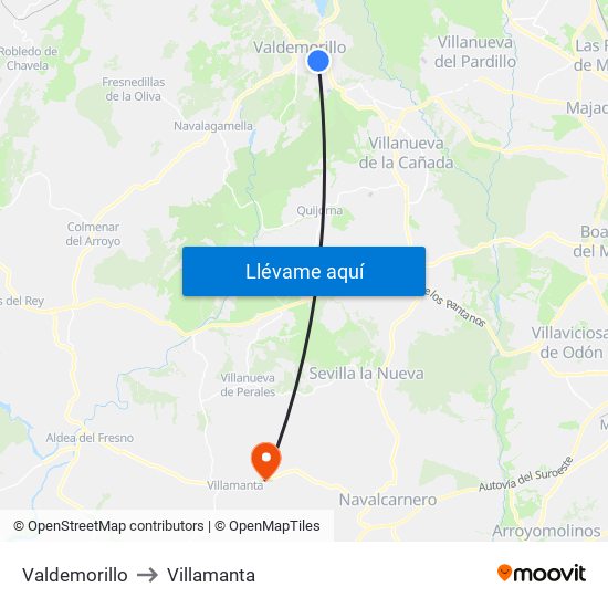 Valdemorillo to Villamanta map