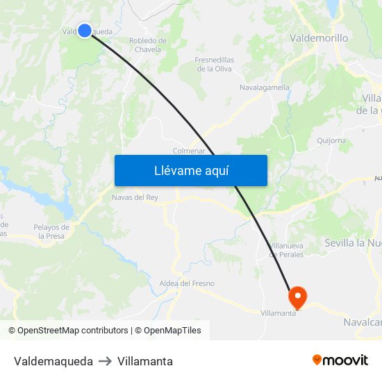 Valdemaqueda to Villamanta map