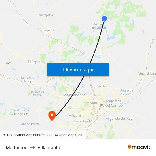 Madarcos to Villamanta map