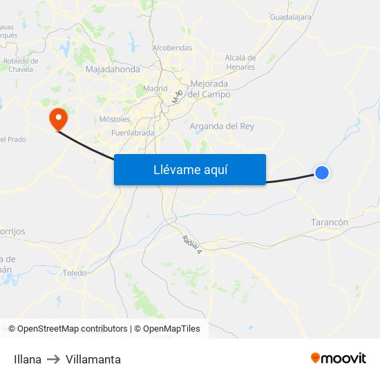 Illana to Villamanta map