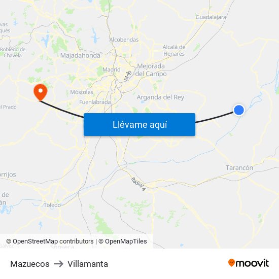 Mazuecos to Villamanta map