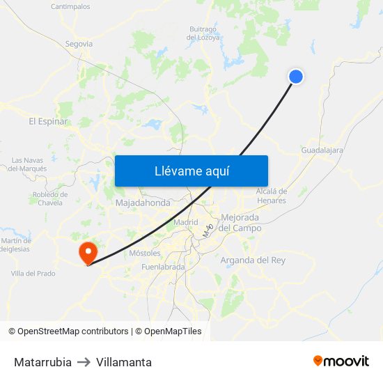 Matarrubia to Villamanta map