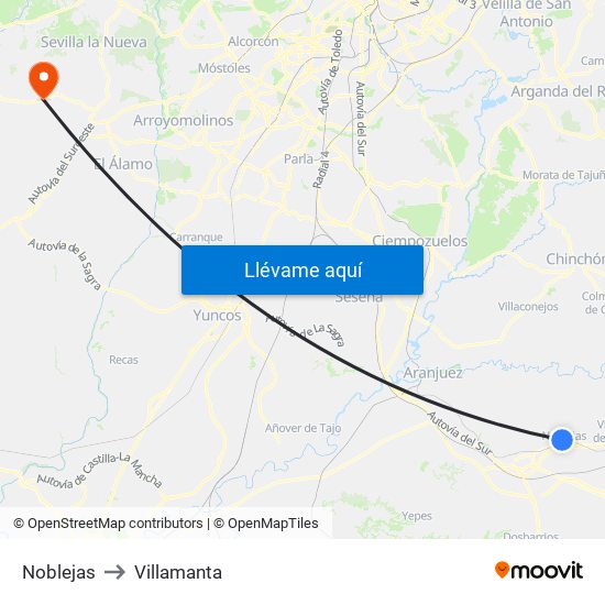 Noblejas to Villamanta map