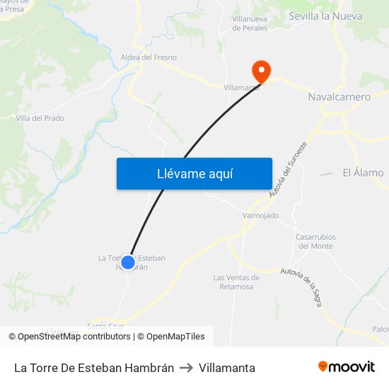 La Torre De Esteban Hambrán to Villamanta map