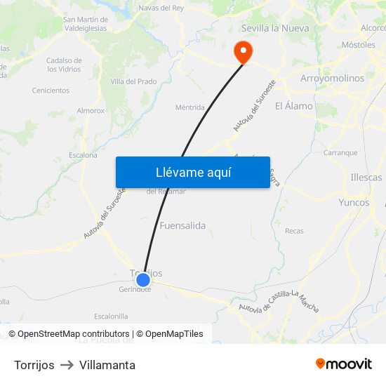 Torrijos to Villamanta map