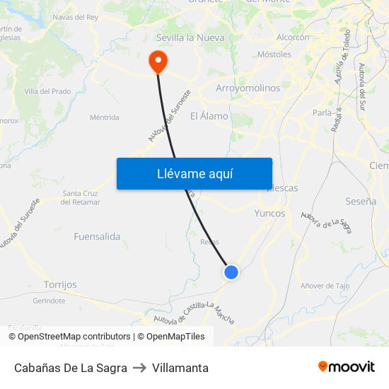 Cabañas De La Sagra to Villamanta map