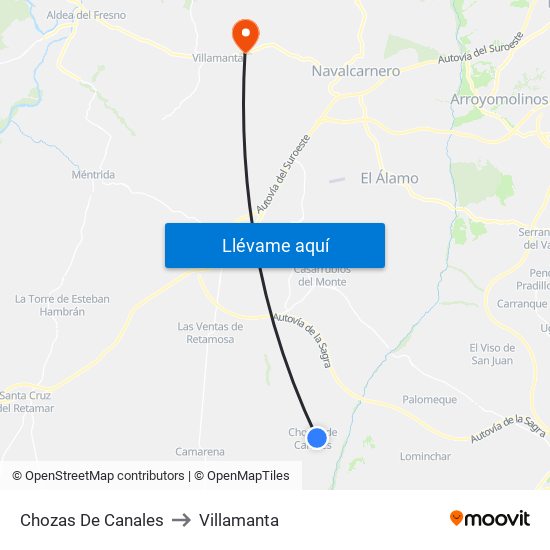 Chozas De Canales to Villamanta map