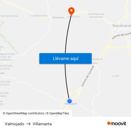 Valmojado to Villamanta map