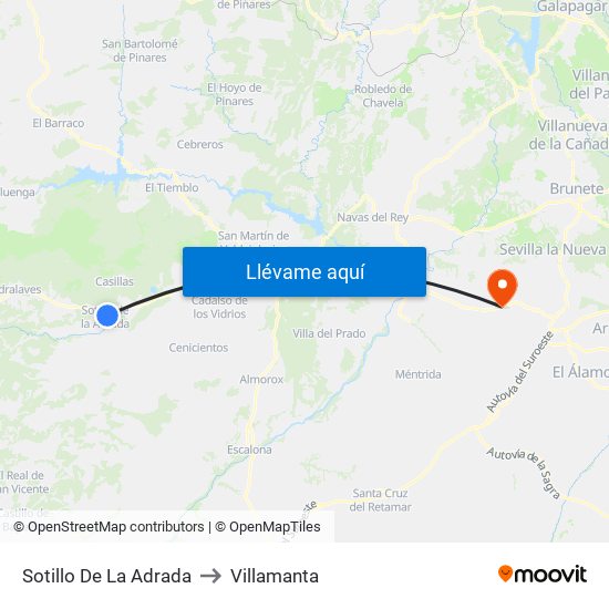 Sotillo De La Adrada to Villamanta map