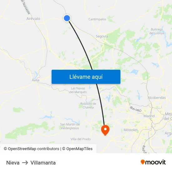 Nieva to Villamanta map