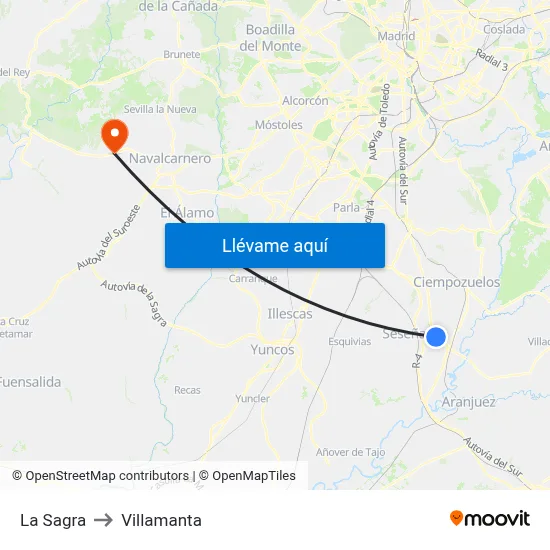 La Sagra to Villamanta map
