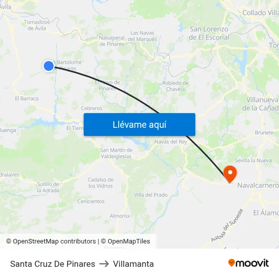Santa Cruz De Pinares to Villamanta map